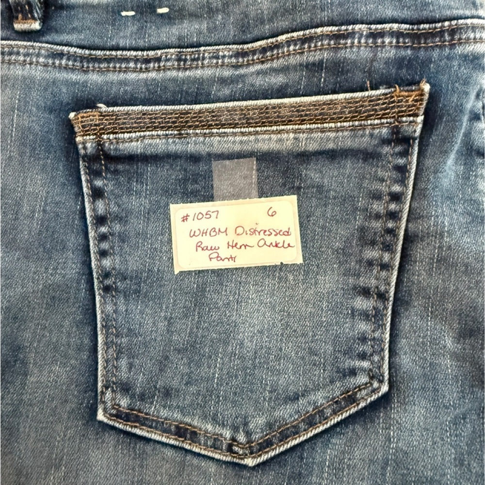 White House Black Market Taw hem Distressed Blue Skinny Jeans. 6 - Picture 6 of 6